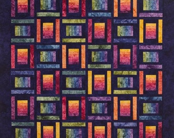 Hand Dyed Cotton Quilt Kit: Double Spoolin&#39; Around, 69&quot; X 89&quot;
