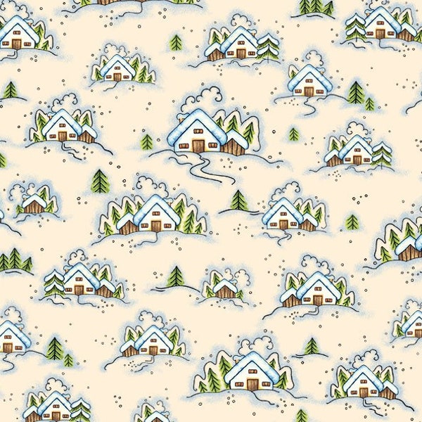 Tela de nieve - House on a Hill 9482-CREAM - Tela de algodón Michael Miller ~ Elige tu corte