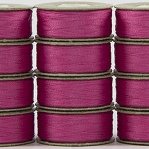 Pre-Filled bobbins -Super Bobs Polyester Bobbin Cardboard 12 pk L-Style Dark Pink # 300-12-604- quilting bobbin thread