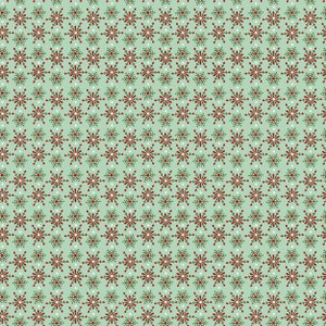 Snowflake Fabric - Feeling Festive Christmas Mint Geo Mini Snowflakes # CD1414-MINT Timeless Treasures - Holiday Fabric - - Choose Cut