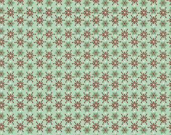 Snowflake Fabric - Feeling Festive Christmas Mint Geo Mini Snowflakes # CD1414-MINT Timeless Treasures - Holiday Fabric - - Choose Cut