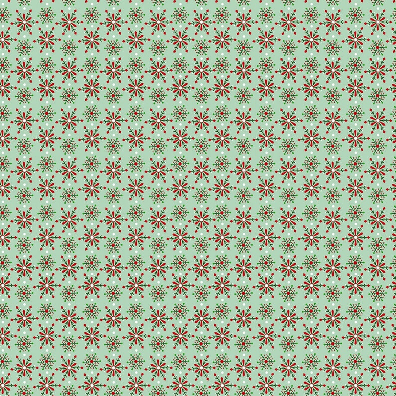 Snowflake Fabric Feeling Festive Christmas Mint Geo Mini Snowflakes CD1414-MINT Timeless Treasures Holiday Fabric Choose Cut image 1