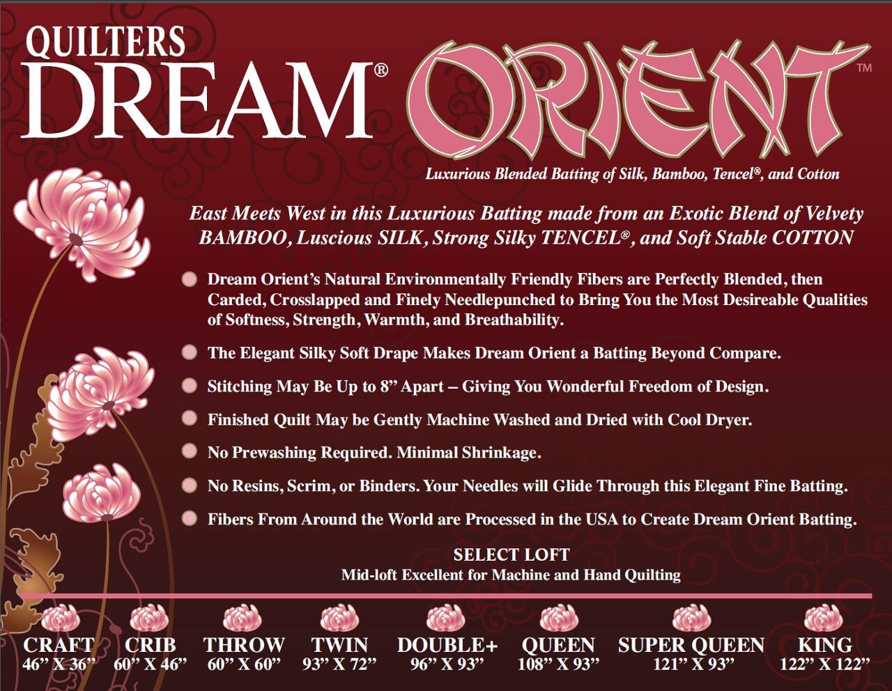 Quilters Dream  Orient Bamboo Quilt Batting-Twin Size 93" x 72&q…
