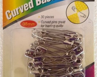 Pins - Havel Curved Basting Pins 30 Pack 38 mm - Quilting Pins - Sewing Pins