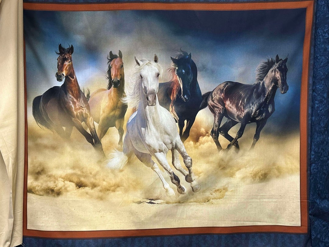 Wild Horses Quilt Kit Blanket Kit Wall Hanging Kit _ Panel and 2 ...