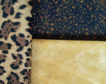 Animal Print  3 Yard Quilt kit -  3 Fabric Bundle- Coordinate Fabrics - Quilt Fabric - Sewing Fabric