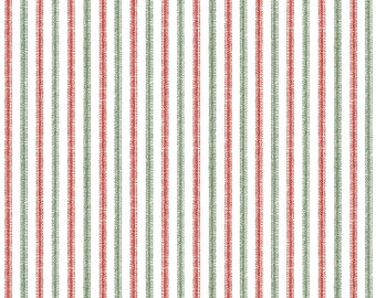 Christmas Stripe - Maywood One Snowy Day Red Green Stripe Cotton Quilt Sewing Fabric 10380RG  ~ Choose your Cut