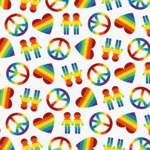 Peace Love Stoff - R Kaufman Peace, Love & Pride # AZB745791~ Quilt - Nähen - Dekorieren von Stoff - Schnitt wählen