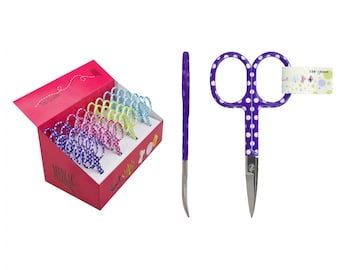 Embroidery Scissors - Curved Tip Bright Dots Scissor - Embroidery Scissor - Bent Tip - Sewing Scissor - Choose Color