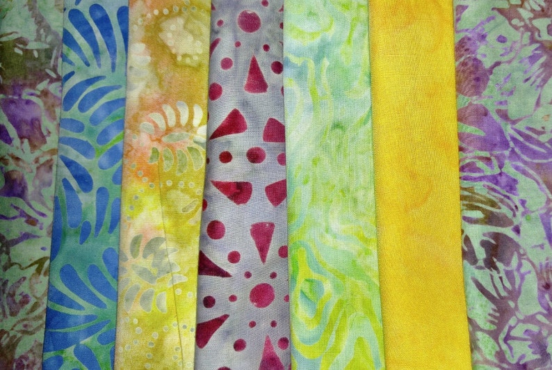 Cotton quilting sewing crafting batik 7 pack fat quarters quilt fabrics-FREE US SHIPPING!