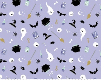 Halloween fabric -Spellbound Camelot Collection-Hallow-Queen-100% Cotton-Light Purple ~ Choose your Cut