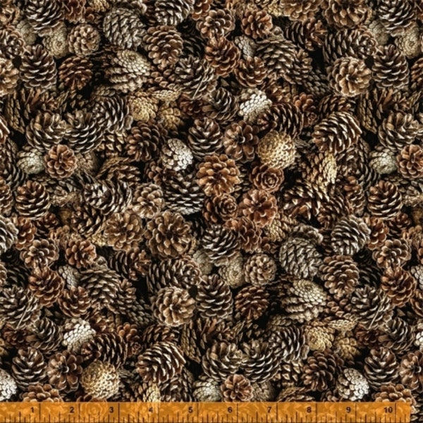 Landscapes Windham Fabrics Fall Cones of Pine - Pine Cone Cotton Quilt Fabric ~ Choose your Cut