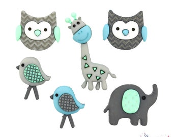 Jungle Animal Shank Buttons: Baby Embellishments, Sewing, Crafts