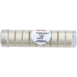 Pre-wound Bobbins - Clear-Quilt Class L 67 yds  Cream 50 wt. Cotton - 10 Bobbin Tube