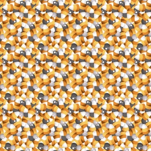 Spooky Halloween Candy Corn Fabric - Orange Cotton Quilt Fabric - Choose Your Cut - Machine Washable - Continuous Yardage - Fast Shipping