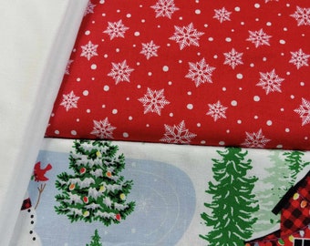 Snowflake 3 Fabric Quilt Kit - Winter Wonderland Cotton Quilt Fabric - 3 Fabric Bundle - Quilting Sewing Fabric - 3 Yard Pattern Included!