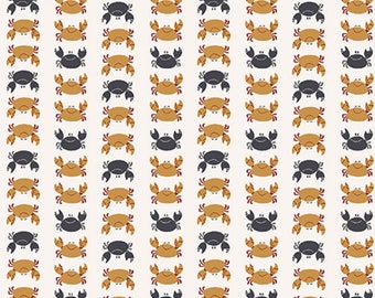 Quiltstof krabkatoen: Water Babies Ocean Animals-streep
