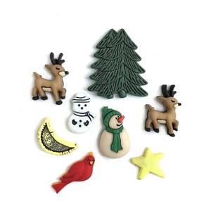 Woodland buttons -  # BG4818 Wintertime Holiday Buttons Galore- Sewing - Embellishment - Winter Animal Buttons