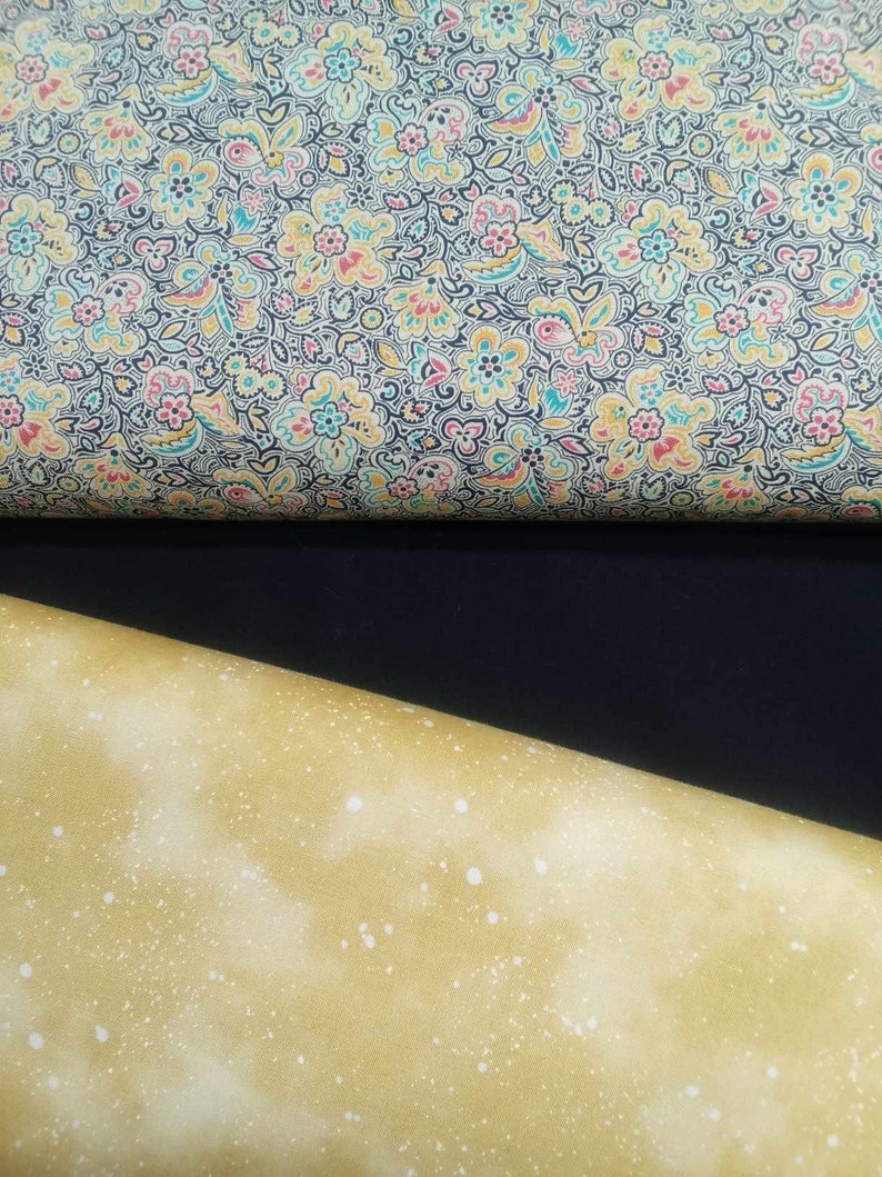 Floral Fabric 3 Yard Quilt kit 3 Fabric Bundle Coordinate Fabrics Quilt Fabric Sewing Fabric image 1