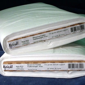 Smältbart mellanlägg - Bosal non-woven smältbart fjädertyg vit 20 tum bred # 312B-WHT - metervara