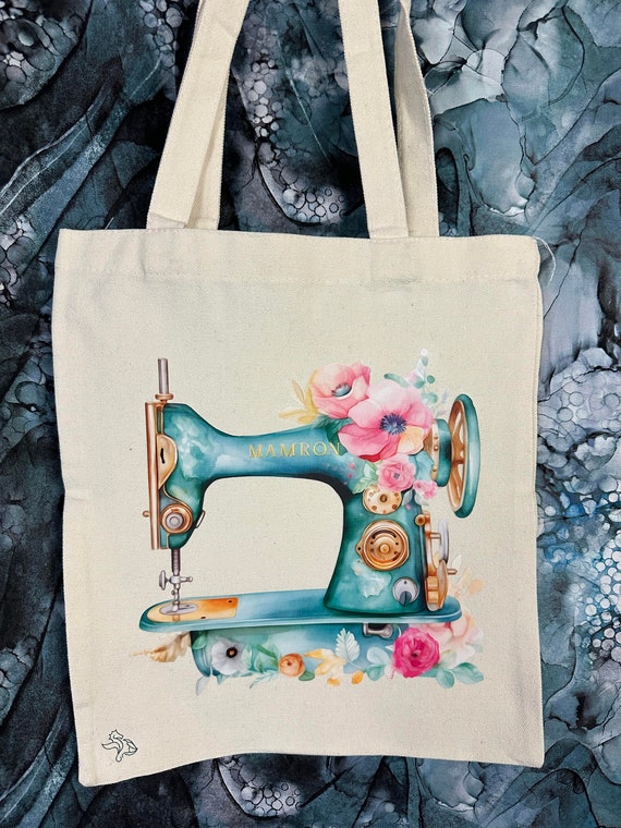 Sac fourre-tout en toile floral pour machine à coudre sac beige