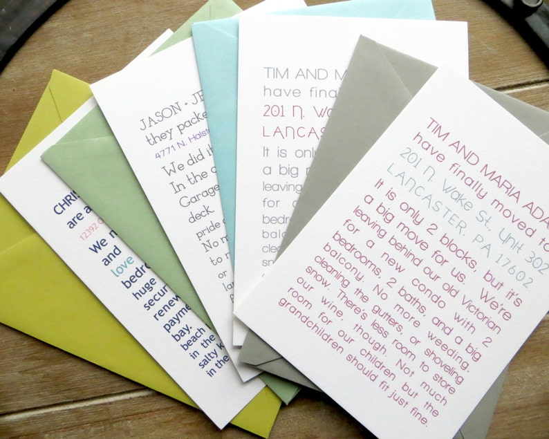 set of 100 Moving announcements we/'ve moved announcements change of address cards new address announcements new home announcements