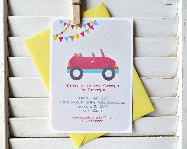 Race Car Birthday Party Invitation Car Themed Birthday Party Etsy