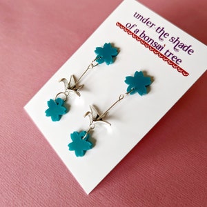 Silver Origami Crane & Sakura Earrings, 4 available colourways image 3
