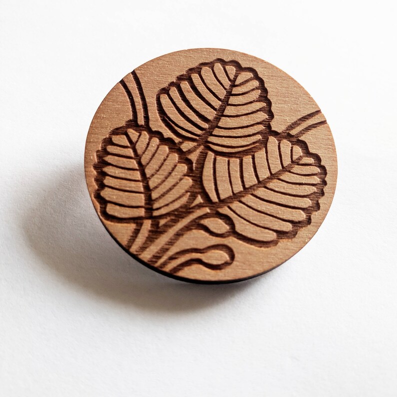 Fagus Brooch, Tasmanian myrtle wood fagus leaf pin image 1