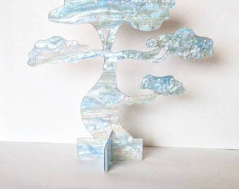 Bonsai Tree - Earring Holder Stand Display, pastel shimmery acrylic