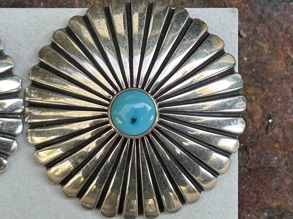 Genuine Turquoise Sterling Earrings - Native Amer… - image 5