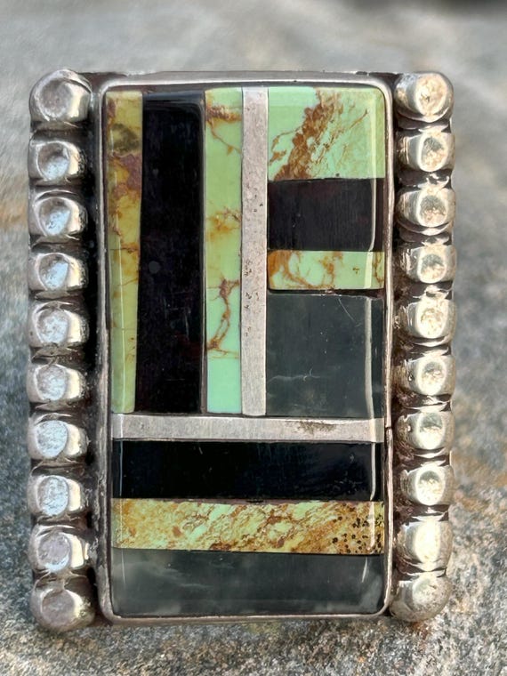 Native American Vintage Turquoise Mosaic Patchwor… - image 8