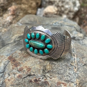Navajo James Shay ターコイズ スタンプワーク バングル TUCSON INDIAN JEWELRY | JAMES SHAY Navajo Cuff