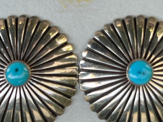 Genuine Turquoise Sterling Earrings - Native Amer… - image 4