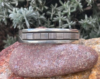 Navajo Bruce Morgan Vintage Heavy Sterling Silver Cuff Bracelet
