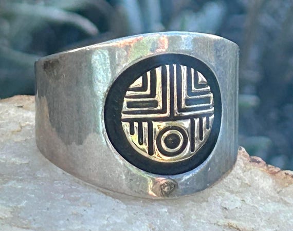M.M. Rogers Sterling Silver 14K Gold Man in the Maze Ring Size 6 View 6