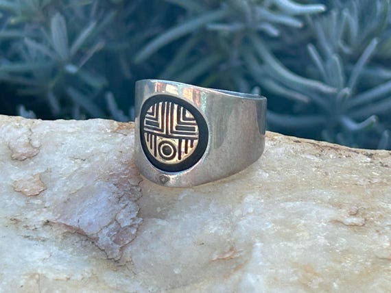 M.M. Rogers Sterling Silver 14K Gold Man in the Maze Ring Size 6 View 4