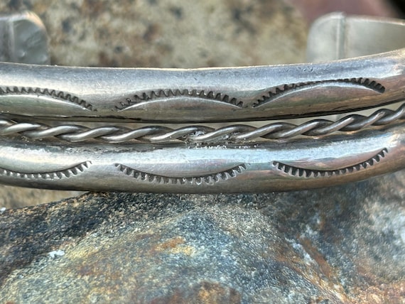 Tahe Vintage Sterling Stamped Silver Heavy Navajo Cuf… - Gem