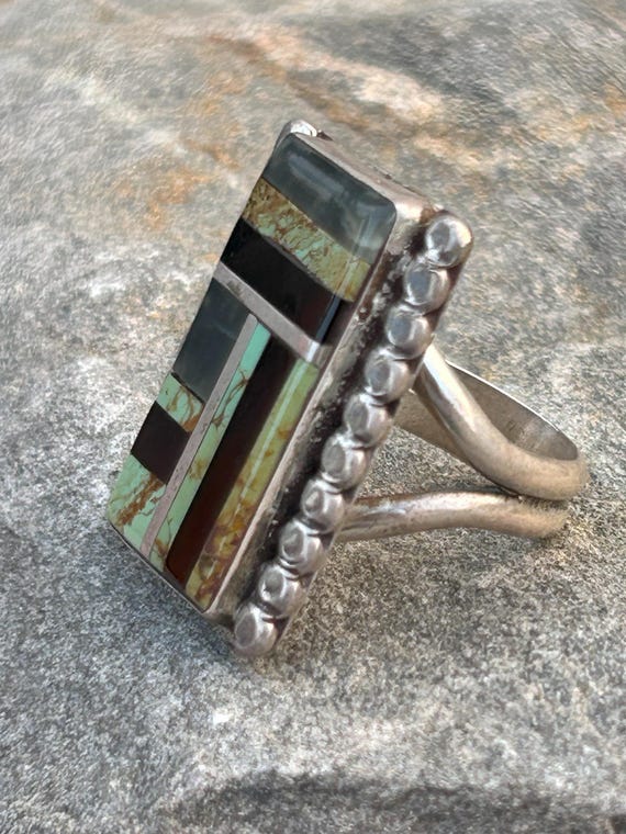 Native American Vintage Turquoise Mosaic Patchwor… - image 3