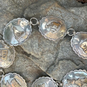 Vintage Storyteller Navajo Sterling Gold Filled Concho Belt