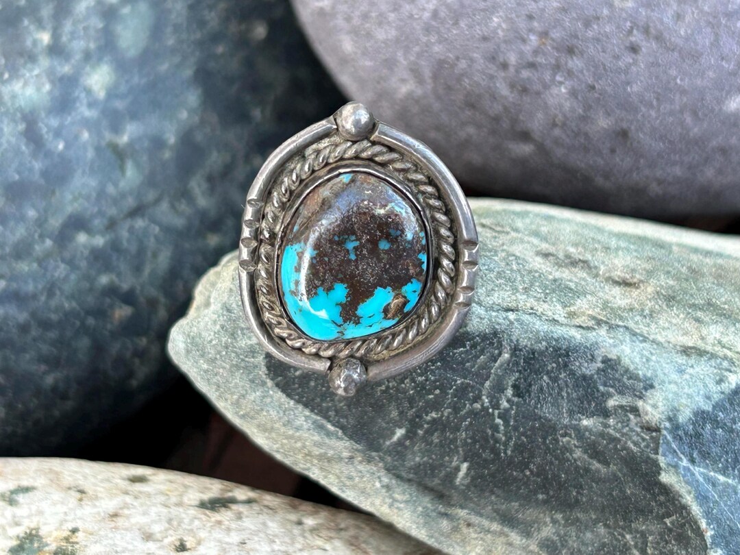 Navajo Vintage Turquoise and Sterling Silver Ring, Size 6.5 - Etsy