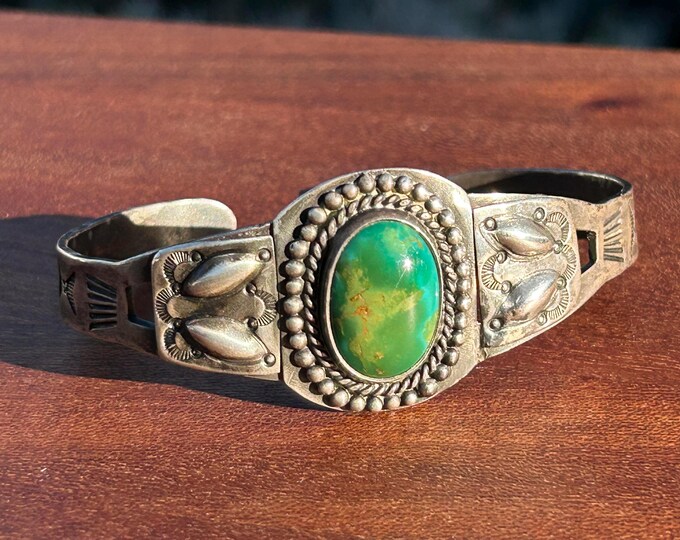 Fred Harvey Era Navajo Vintage Cuff Bracelet, Silver and Turquoise - Etsy