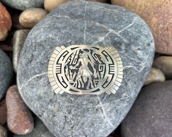 Hopi Sterling Silver Vintage Belt Buckle – Kachina Design by Verden Mansfield