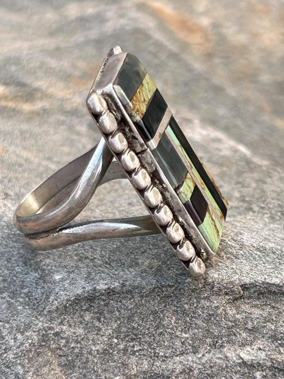 Native American Vintage Turquoise Mosaic Patchwor… - image 4