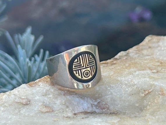 M.M. Rogers Sterling Silver 14K Gold Man in the Maze Ring Size 6 View 3