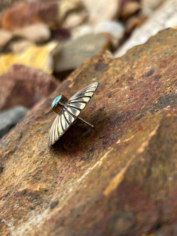 Genuine Turquoise Sterling Earrings - Native Amer… - image 3