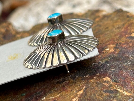 Genuine Turquoise Sterling Earrings - Native Amer… - image 6