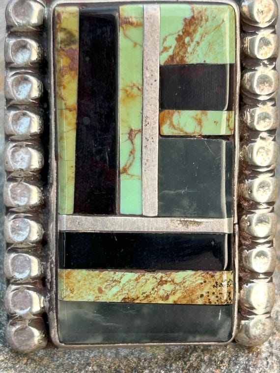 Native American Vintage Turquoise Mosaic Patchwor… - image 7