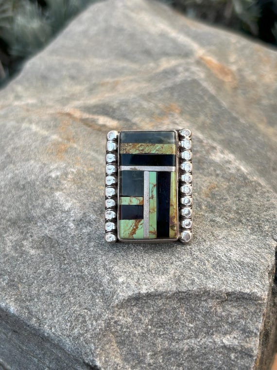 Native American Vintage Turquoise Mosaic Patchwor… - image 1
