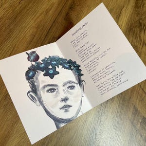 Cartão de Poesia Nandipa e Eu, Poema Original e Ilustração do Eclectic Blue Studio, da Coleção Poesia em Forma